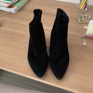 Aquatalia Palmer Wedge Booties, Size 10, Black Suede